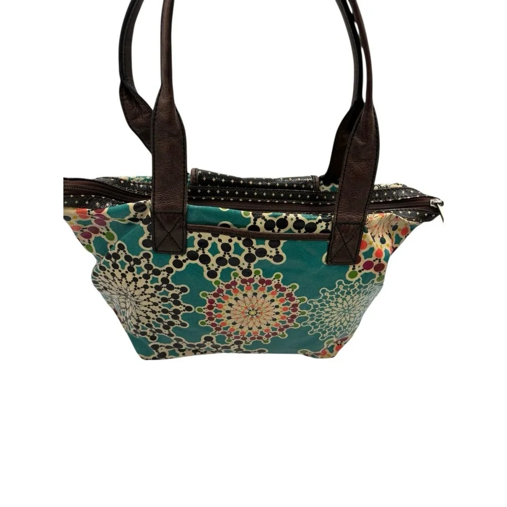Fossil‎ KEY-PER Key Per Kaleidoscope Coated Canvas Shoulder Tote Purse Teal